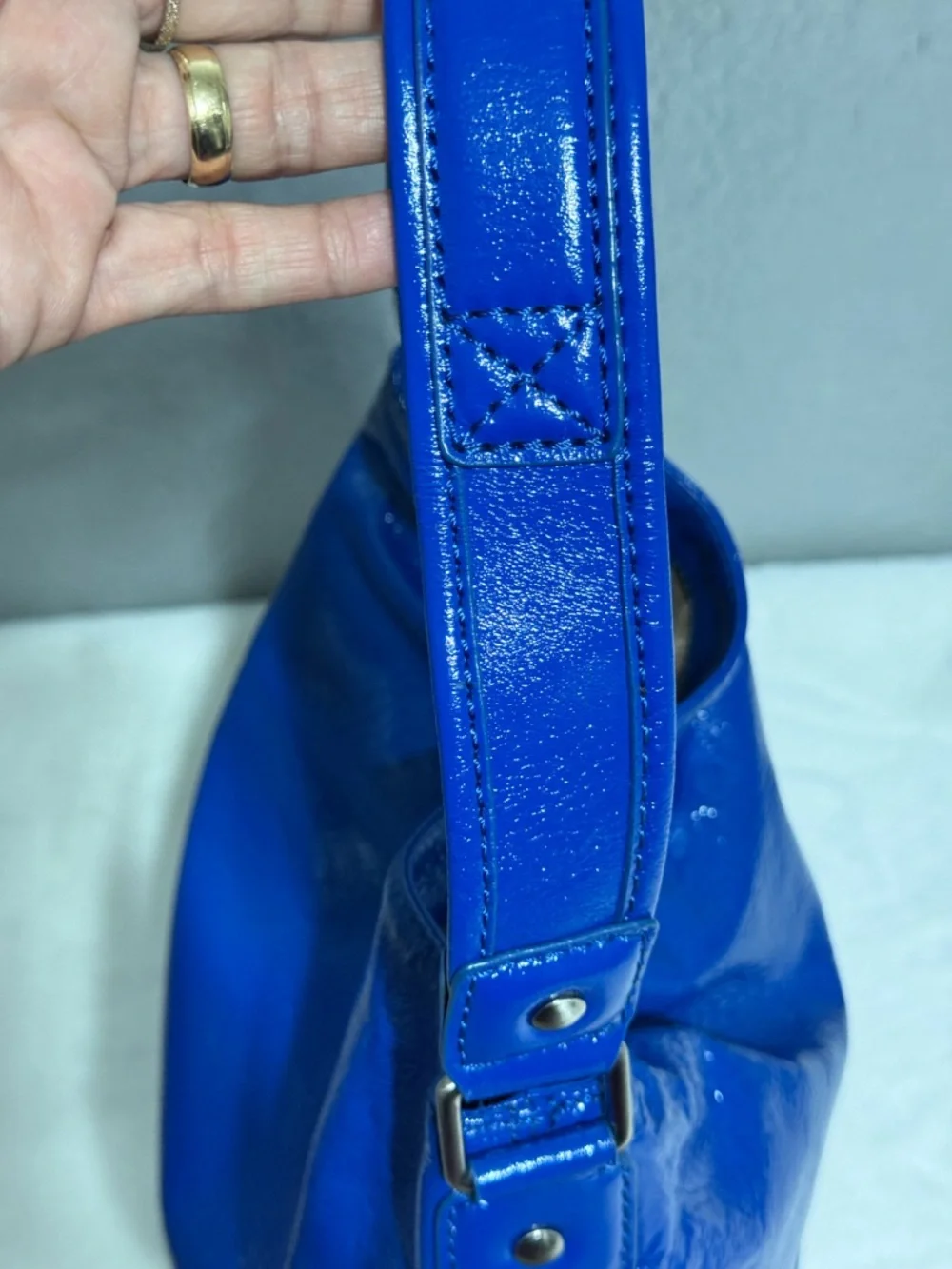 Patent Leather Shoulder Bag in Cobalt Blue - Picture 15 of 17